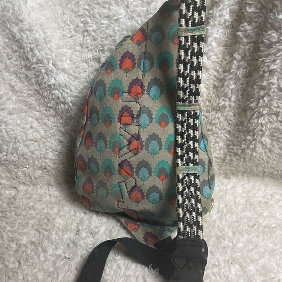 Limited edition Kavu Rope sling bag Canvas gray ,Orange,blue & purple print. - Picture 2 of 10